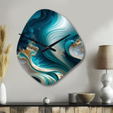 Abstract Geode Turquoise III - Asymmetric Metal Wall Clock