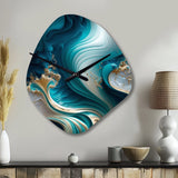 Abstract Geode Turquoise III - Asymmetric Metal Wall Clock