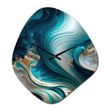 Abstract Geode Turquoise III - Asymmetric Metal Wall Clock