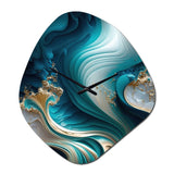 Abstract Geode Turquoise III - Asymmetric Metal Wall Clock