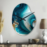 Abstract Geode Turquoise III - Asymmetric Metal Wall Clock
