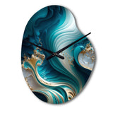 Abstract Geode Turquoise III - Asymmetric Metal Wall Clock