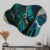 Abstract Geode Green I - Asymmetric Metal Wall Clock
