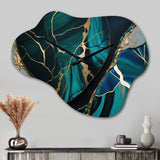 Abstract Geode Green I - Asymmetric Metal Wall Clock