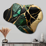 Abstract Geode Green III - Asymmetric Metal Wall Clock