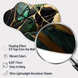 Abstract Geode Green III - Asymmetric Metal Wall Clock