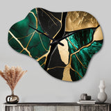 Abstract Geode Gold I - Asymmetric Metal Wall Clock