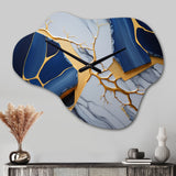 Abstract Geode Blue I - Asymmetric Metal Wall Clock