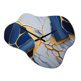 Abstract Geode Blue I - Asymmetric Metal Wall Clock