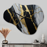 Abstract Geode Black II - Asymmetric Metal Wall Clock