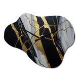 Abstract Geode Black II - Asymmetric Metal Wall Clock