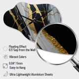 Abstract Geode Black II - Asymmetric Metal Wall Clock