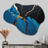 Abstract Geode Blue II - Asymmetric Metal Wall Clock