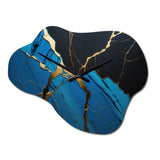 Abstract Geode Blue II - Asymmetric Metal Wall Clock