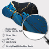 Abstract Geode Blue II - Asymmetric Metal Wall Clock
