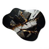 Abstract Geode Black III - Asymmetric Metal Wall Clock