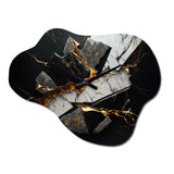 Abstract Geode Black III - Asymmetric Metal Wall Clock