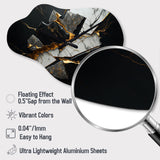 Abstract Geode Black III - Asymmetric Metal Wall Clock