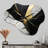 Abstract Geode Black IV - Asymmetric Metal Wall Clock