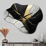 Abstract Geode Black IV - Asymmetric Metal Wall Clock