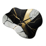 Abstract Geode Black IV - Asymmetric Metal Wall Clock