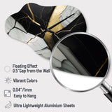 Abstract Geode Black IV - Asymmetric Metal Wall Clock