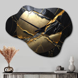 Abstract Geode Gold III - Asymmetric Metal Wall Clock