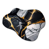 Abstract Geode Gold Marble II - Asymmetric Metal Wall Clock