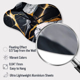 Abstract Geode Gold Marble II - Asymmetric Metal Wall Clock