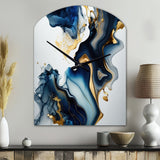 Abstract Geode Marble Blue I - Asymmetric Metal Wall Clock