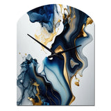 Abstract Geode Marble Blue I - Asymmetric Metal Wall Clock