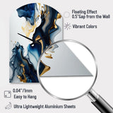 Abstract Geode Marble Blue I - Asymmetric Metal Wall Clock
