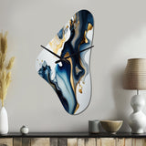 Abstract Geode Marble Blue I - Asymmetric Metal Wall Clock