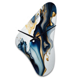 Abstract Geode Marble Blue I - Asymmetric Metal Wall Clock