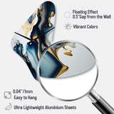 Abstract Geode Marble Blue I - Asymmetric Metal Wall Clock