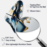 Abstract Geode Marble Blue I - Asymmetric Metal Wall Clock