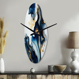 Abstract Geode Marble Blue I - Asymmetric Metal Wall Clock