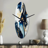 Abstract Geode Marble Blue I - Asymmetric Metal Wall Clock