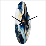 Abstract Geode Marble Blue I - Asymmetric Metal Wall Clock