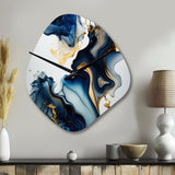 Abstract Geode Marble Blue I - Asymmetric Metal Wall Clock