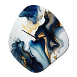 Abstract Geode Marble Blue I - Asymmetric Metal Wall Clock