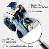 Abstract Geode Marble Blue I - Asymmetric Metal Wall Clock