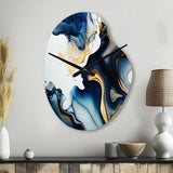 Abstract Geode Marble Blue I - Asymmetric Metal Wall Clock