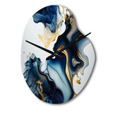 Abstract Geode Marble Blue I - Asymmetric Metal Wall Clock