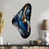 Abstract Geode Marble Blue II - Asymmetric Metal Wall Clock