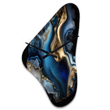 Abstract Geode Marble Blue II - Asymmetric Metal Wall Clock