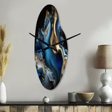 Abstract Geode Marble Blue II - Asymmetric Metal Wall Clock