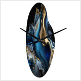Abstract Geode Marble Blue II - Asymmetric Metal Wall Clock