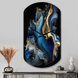Abstract Geode Marble Blue II - Asymmetric Metal Wall Clock