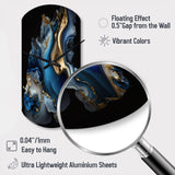 Abstract Geode Marble Blue II - Asymmetric Metal Wall Clock